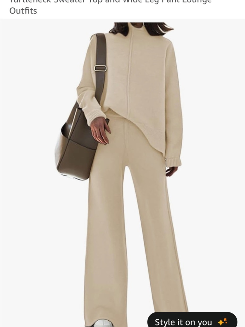 Women's Wide Leg Knit Pants in Beige